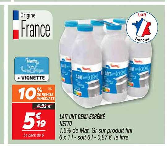 lait uht demi-écrémé netto