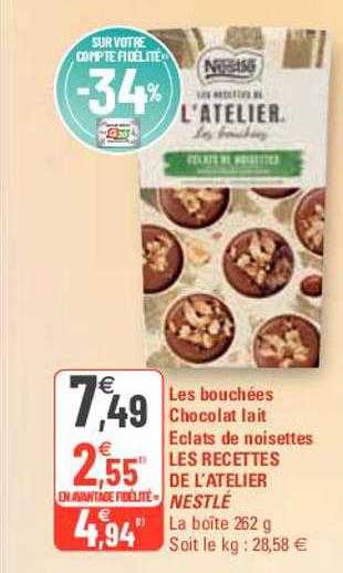 les bouchées chocolat lait éclats de noisettes les recettes de l'atelier nestlé