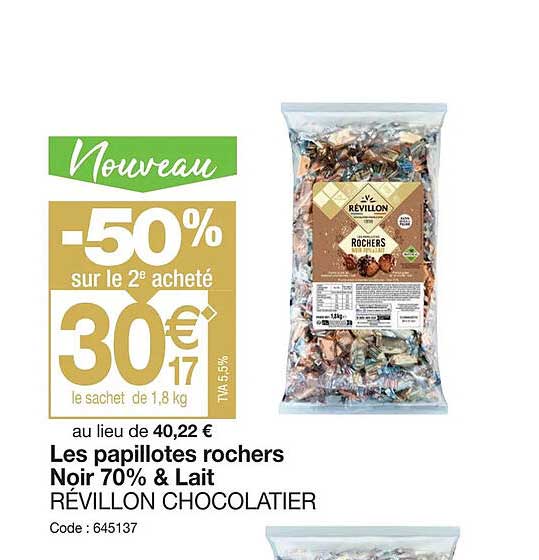 les papillotes rochers noir 70% & lait révillon chocolatier