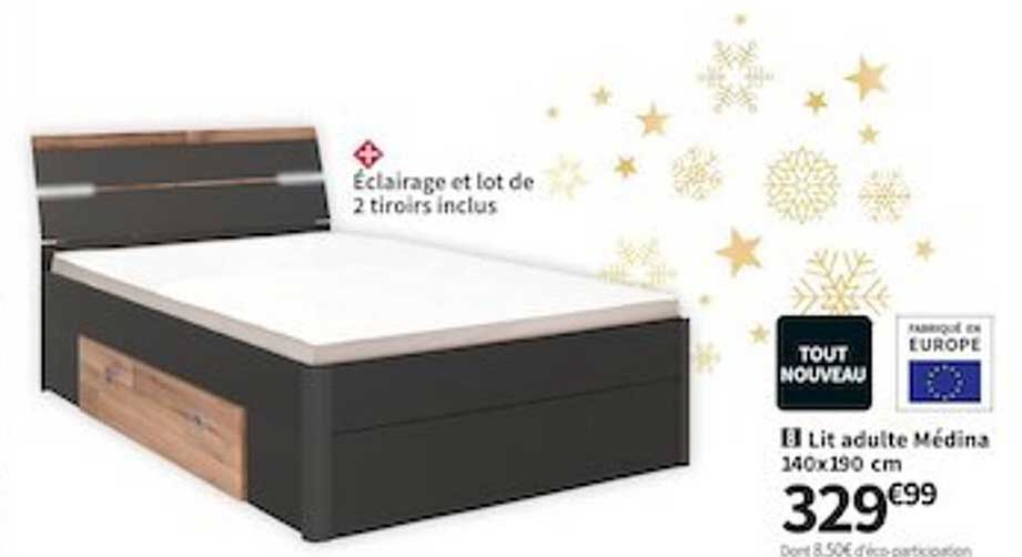 Lit Adulte Médina 140 X 190 Cm