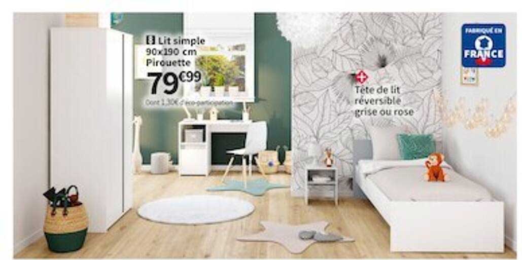 Lit Simple 90 X 190 Cm Pirouette