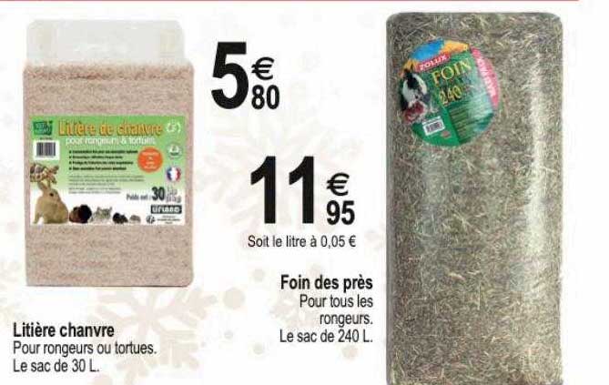 litière chanvre, foin des près