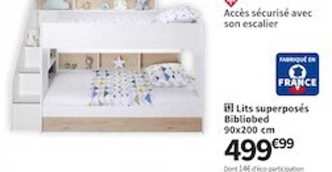 lits superposés bibliobed 90 x 200 cm