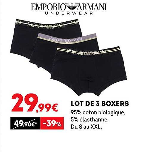 lot de 3 boxers emporio armani underwear