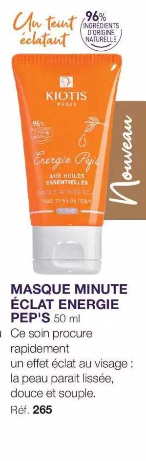 masque minute éclat énergie pep's kiotis