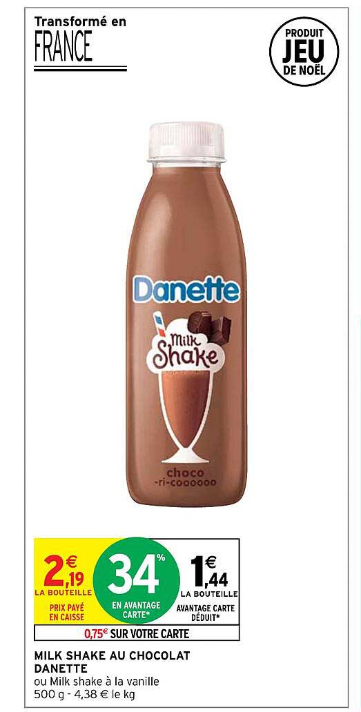 milk shake au chocolat danette