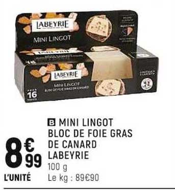 mini lingot bloc de foie gras de canard labeyrie