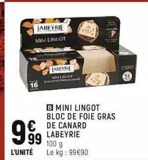 mini lingot bloc de foie gras de canard labeyrie