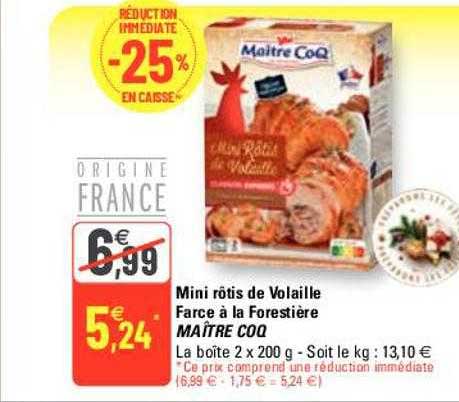 mini rôtis de volaille farce à la forestière maître coq