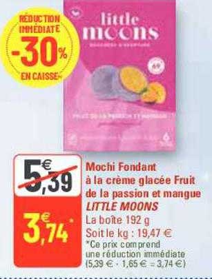 mochi fondant à la crème glacée fruit de la passion et mangue little moons