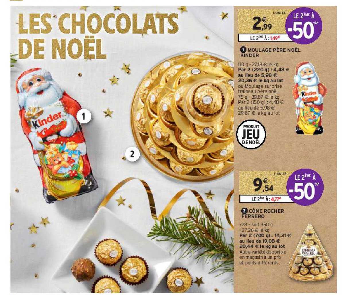 moulage père noël kinder, cône rocher ferrero