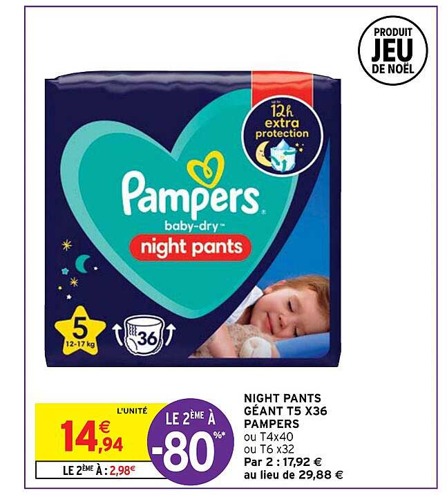 night pants géant t5 x36 pampers