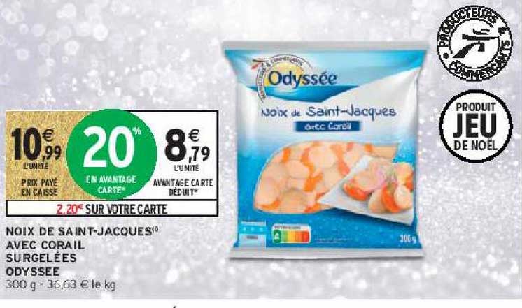 noix de saint-jacques avec corail surgelées odyssée