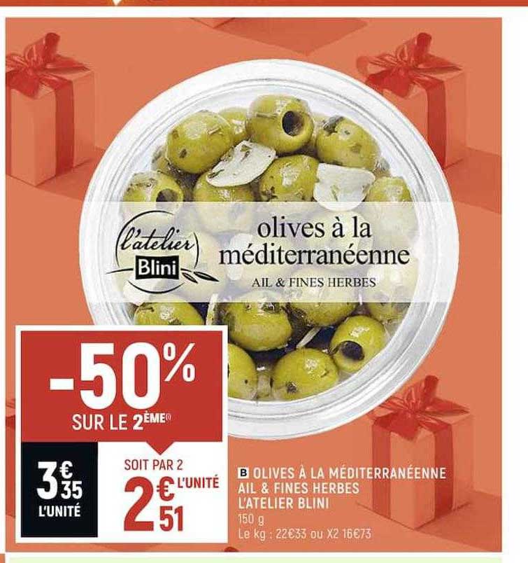 olives à la méditerranéenne ail & fines herbes l'atelier blini