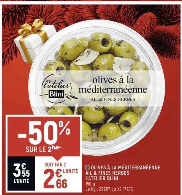 olives à la méditerranéenne ail & fines herbes l'atelier blini