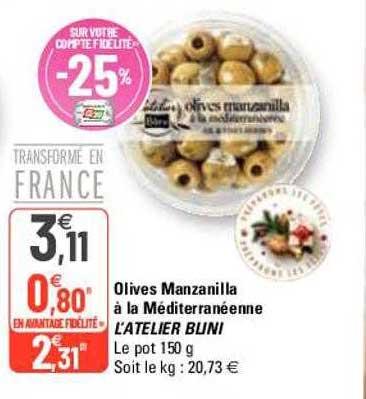 olives manzanilla à la méditerranéenne l'atelier blini