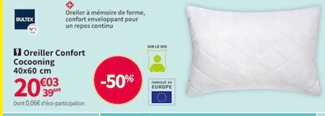 Oreilller Confort Cocooning 40 X 60 Cm Bultex