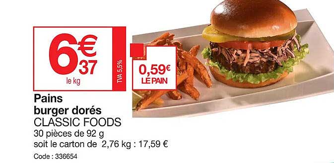 Pains Burger Dorés Classic Foods