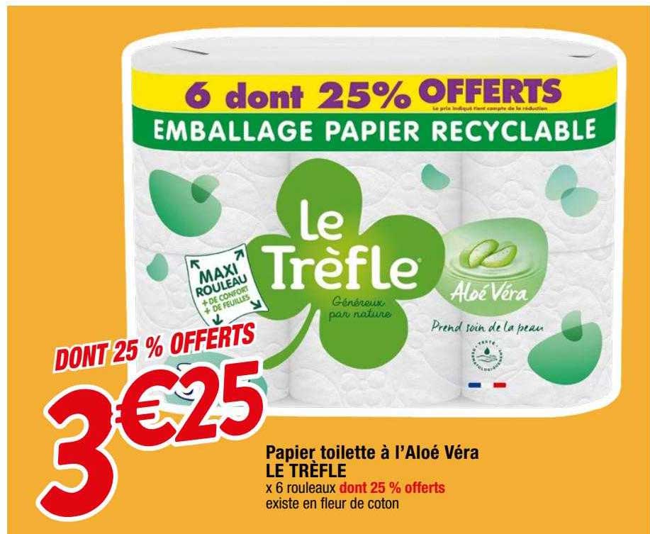 papier toilette à l'aloé véra le trèfle