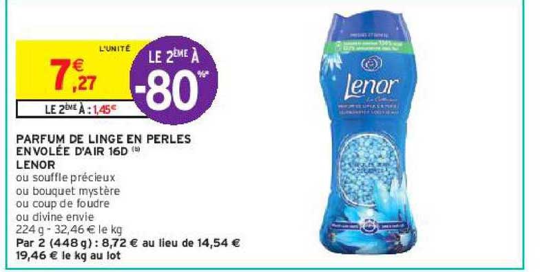 parfum de linge en perles envolée d'air 16d lenor