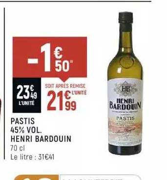 pastis 45% vol henri bardouin