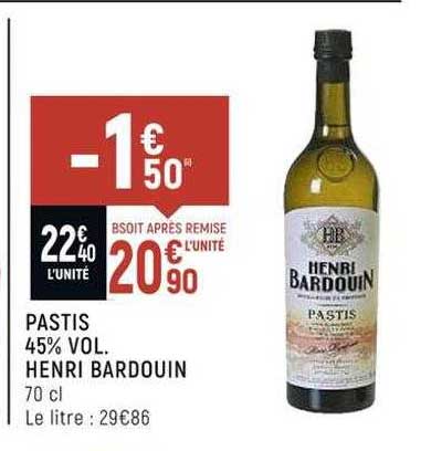 pastis 45% vol henri bardouin