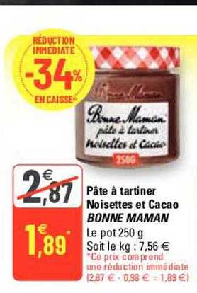 pâte à tartiner noisettes et cacao bonne maman
