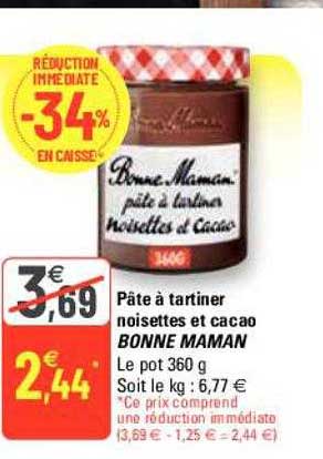 pâte à tartiner noisettes et cacao bonne maman