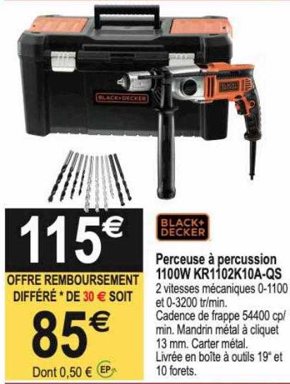 perceuse à percussion 1100w black + decker