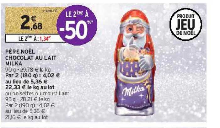 père noël chocolat au lait milka