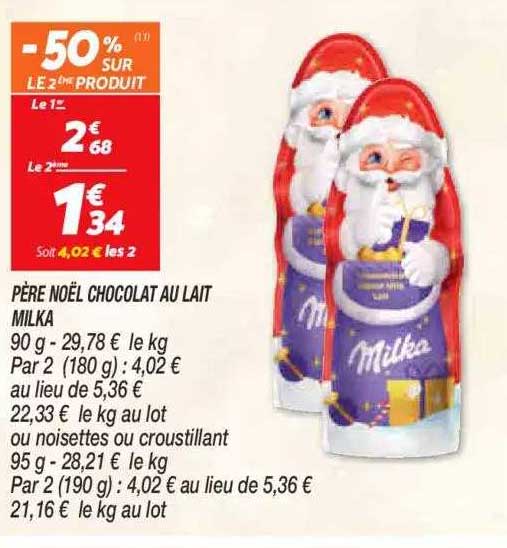 père noël chocolat au lait milka