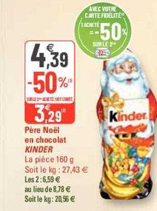 père noël en chocolat kinder