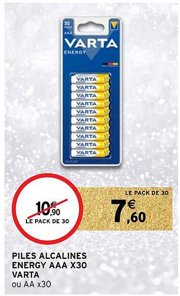 piles alcalines energy aaa x30 varta