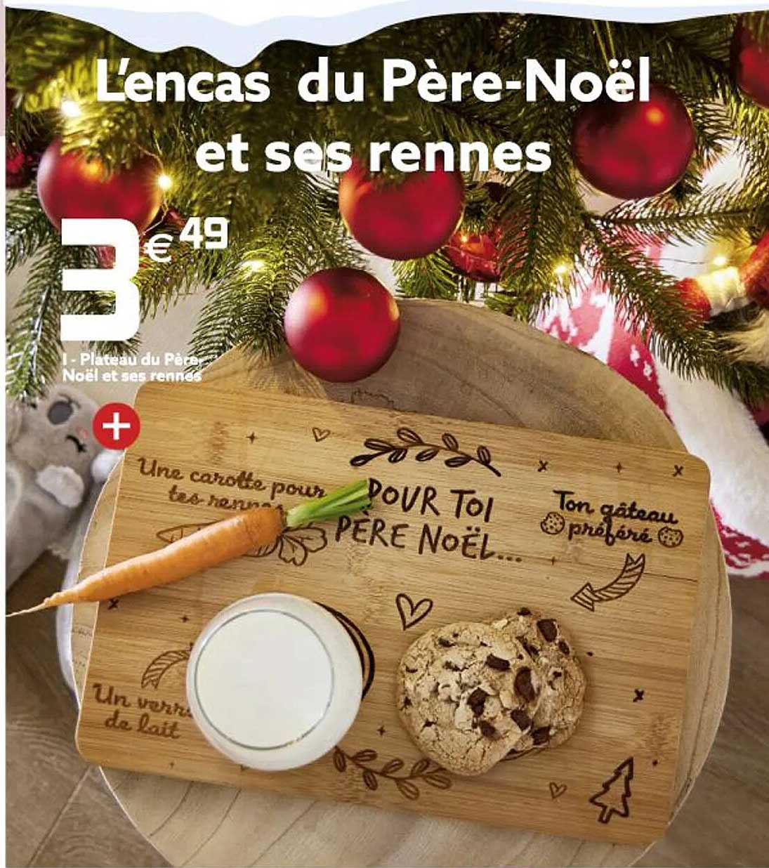 plateau du père noël et ses rennes