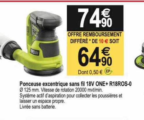 ponceuse excentrique sans fil 18v one+ r18ros-0 ryobi