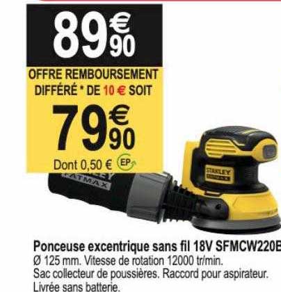 Ponceuse Excentrique Sans Fil 18v Stanley