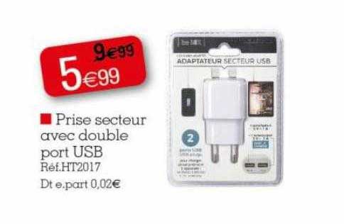 prise secteur avec double port usb