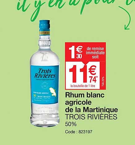 rhum blanc agricole de la martinique trois rivières