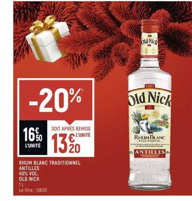 rhum blanc traditionnel antilles 40% vol old nick