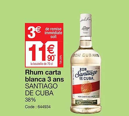 rhum carta blanca 3 ans santiago de cuba