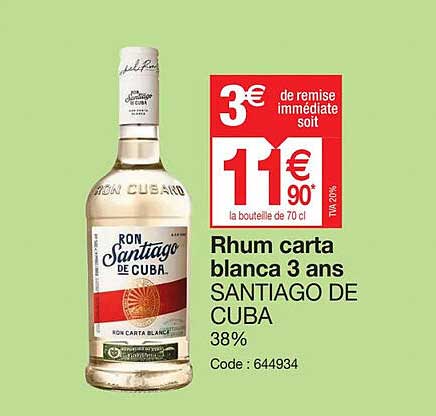 rhum carta blanca 3 ans santiago de cuba