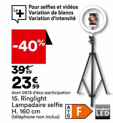 ringlight lampadaire selfie h.160 cm