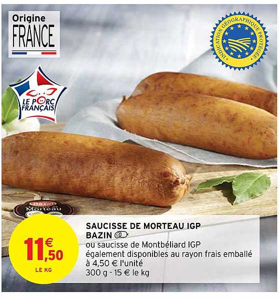 saucisse de morteau igp bazin