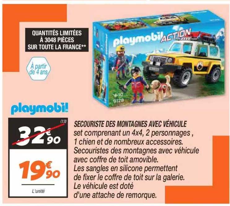 secouriste des montagnes avec véhicule playmobil