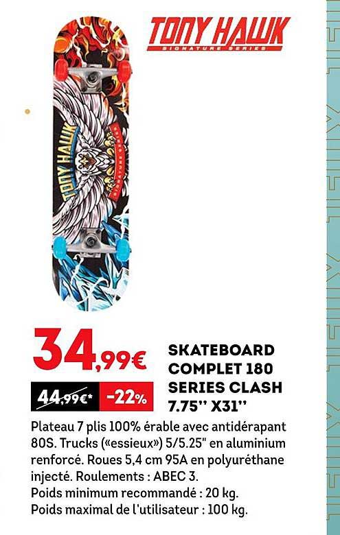 skateboard complet 180 séries clash 7.75" x 31" tony haluk