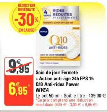 soin de jour fermeté + action anti-âge 24h fps 15 q10 anti-rides power nivea