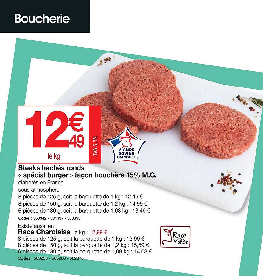 steaks hachés ronds «spécial burger» façon bouchère 15% m.g.