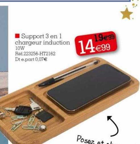 support 3 en 1 chargeur induction 10w