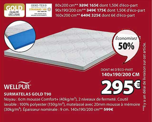 surmatelas gold t90 wellpur