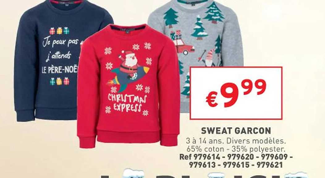 sweat garçon 3 à 14 ans